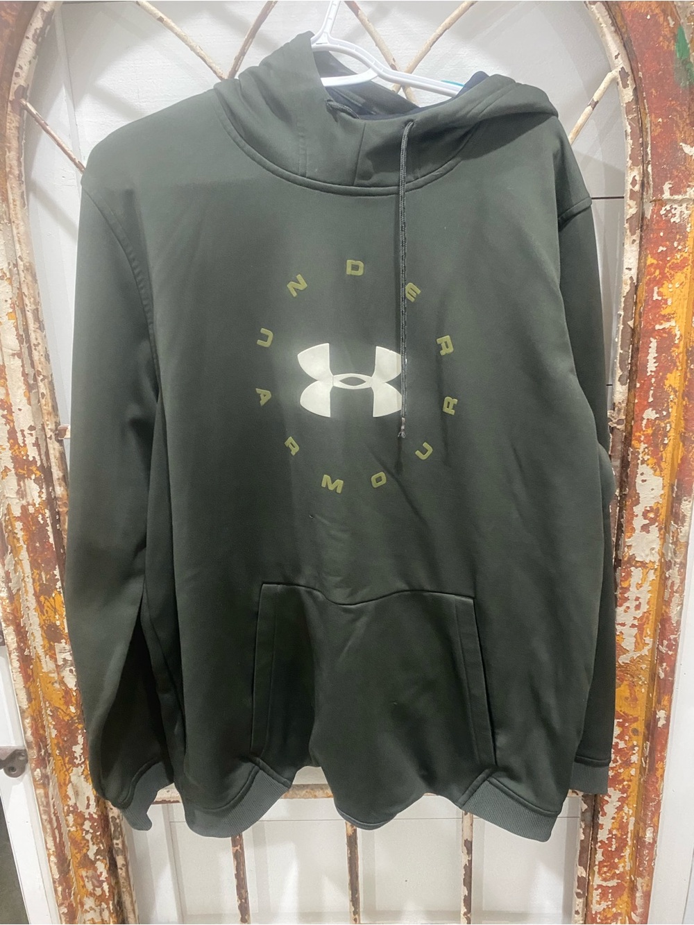 Under Armour Men's Olive Green Logo Hoodie Sweatshirt Coldgear